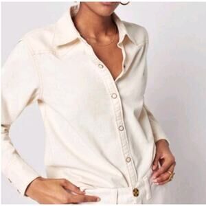 Faherty Out West Shirt Ecru Chambray Cream Women S Snap Button Down Western
